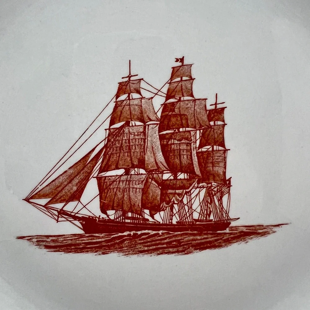 Wedgwood Flying Cloud Dinner Plate Georgetown Collection Rust Red Ship Good